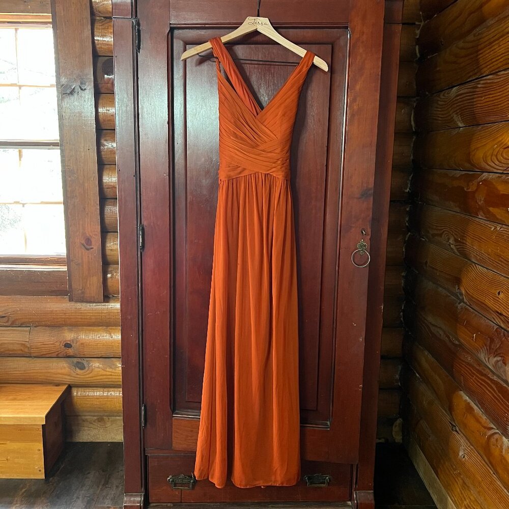 David's Bridal Sleeveless Lined Bridesmaid/Prom Gown, Color: Sienna, Size 0